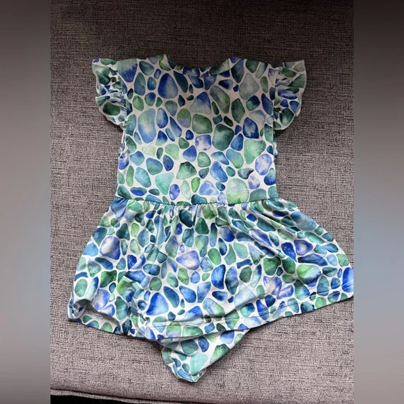 Little Crown & Capes Seaglass Baby Flutter Dress, 6-12M, Bamboo - Picture 6 of 6